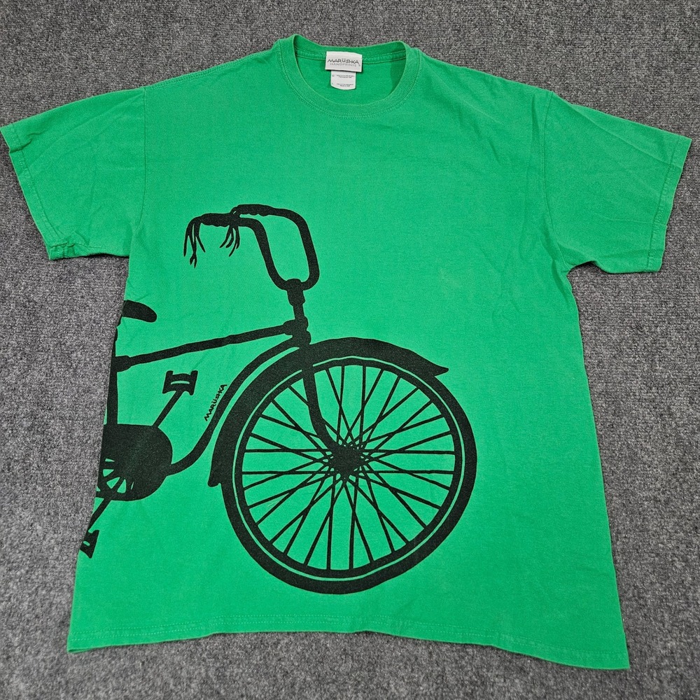 Marushka Handprints Large Tshirt Green Black Bicycle Graphic‎ Art Print Haiti
